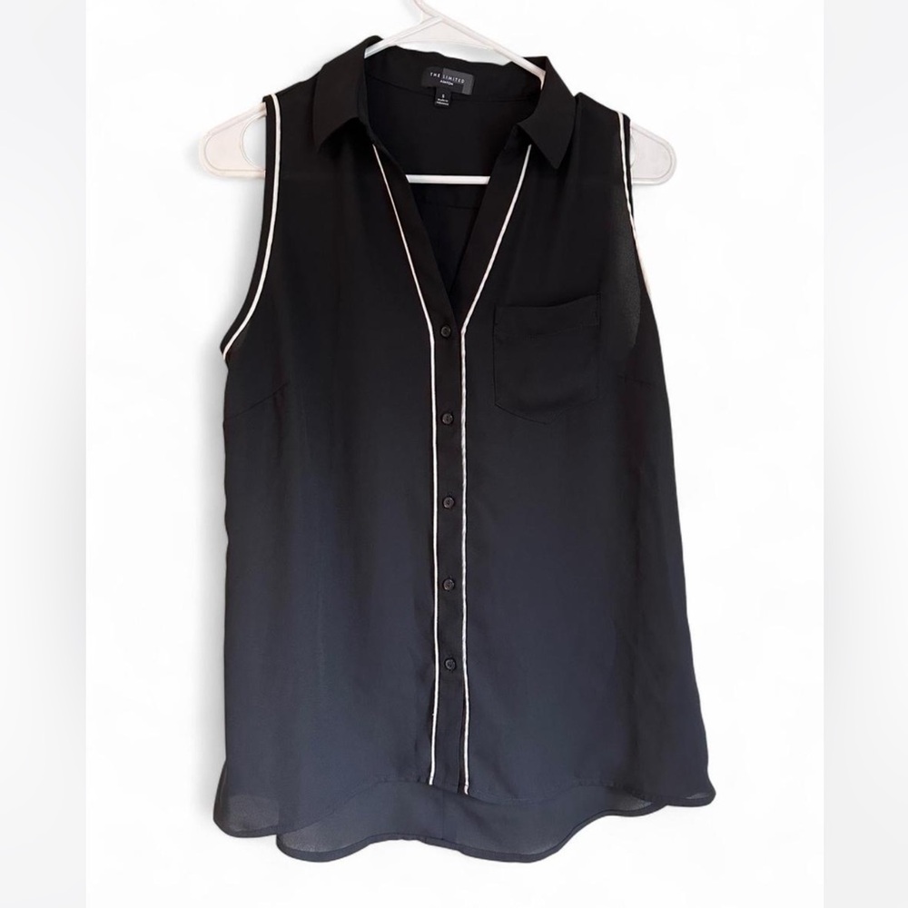 The Limited Ashton black button down sleeveless blouse size small